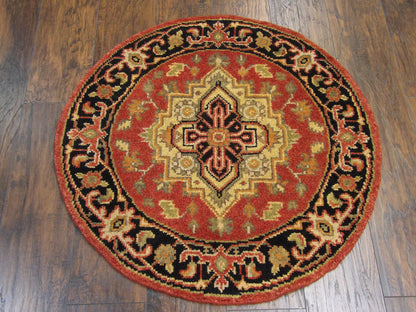 Tribal Heriz 3'0"x3'0" Hand-knotted Rug -w485