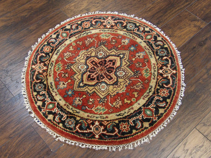 Tribal Heriz 3'0"x3'0" Hand-knotted Rug -w490