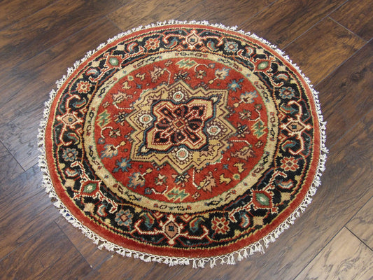 Tribal Heriz 3'0"x3'0" Hand-knotted Rug -w490