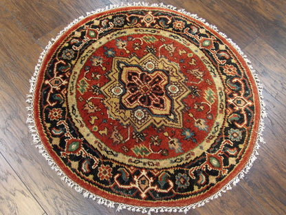 Tribal Heriz 3'0"x3'0" Hand-knotted Rug -w490