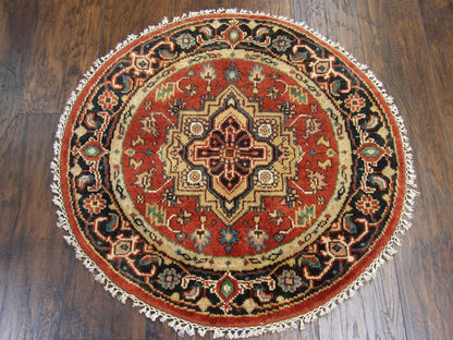 Tribal Heriz 3'0"x3'0" Hand-knotted Rug -w490