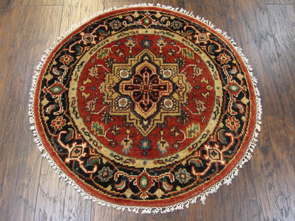 Tribal Heriz 3'0"x3'0" Hand-knotted Rug -w490