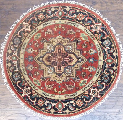 Tribal Heriz 3'0"x3'0" Hand-knotted Rug -w490