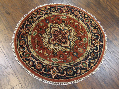 Tribal Heriz 3'0"x3'0" Hand-knotted Rug -w493