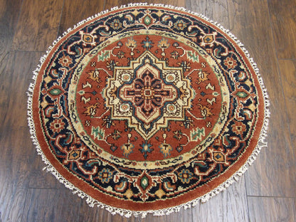 Tribal Heriz 3'0"x3'0" Hand-knotted Rug -w493