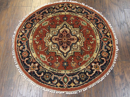 Tribal Heriz 3'0"x3'0" Hand-knotted Rug -w493