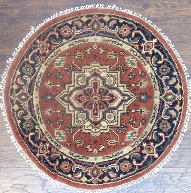 Tribal Heriz 3'0"x3'0" Hand-knotted Rug -w493