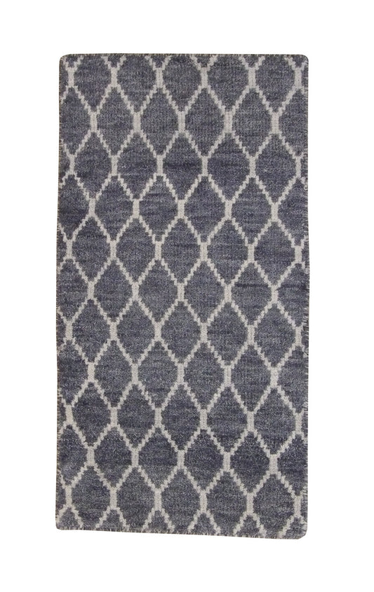 Modern Gemotrical Design Wool Hand Knotted Rug 2x4 - w5006