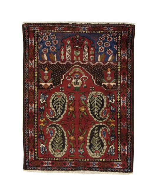 Traditional Prayer Kerman Rug Wool Hand Knotted Rug 2x4 - w5008