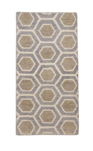 Modern Gemotrical Design Wool Hand Knotted Rug 2x4 - w5011