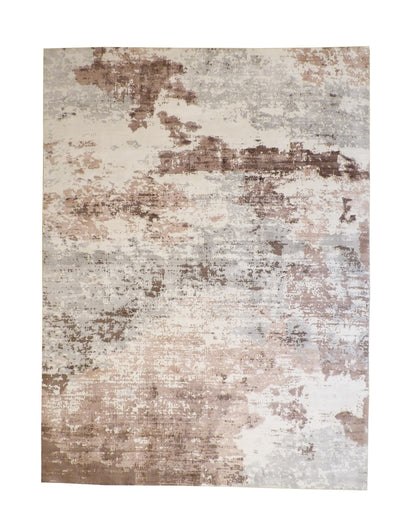 Modern Abstract Distress Design Viscose Hand loom Rug 9x12 -w5025