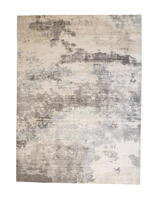 Modern Abstract Distress Design Viscose Hand loom Rug 9x12 -w5027