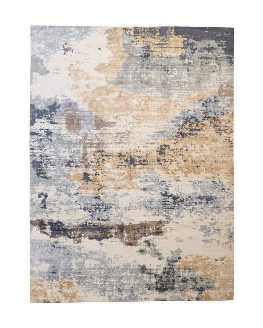 Modern Abstract Distress Design Viscose Hand loom Rug 9x12 -w5028