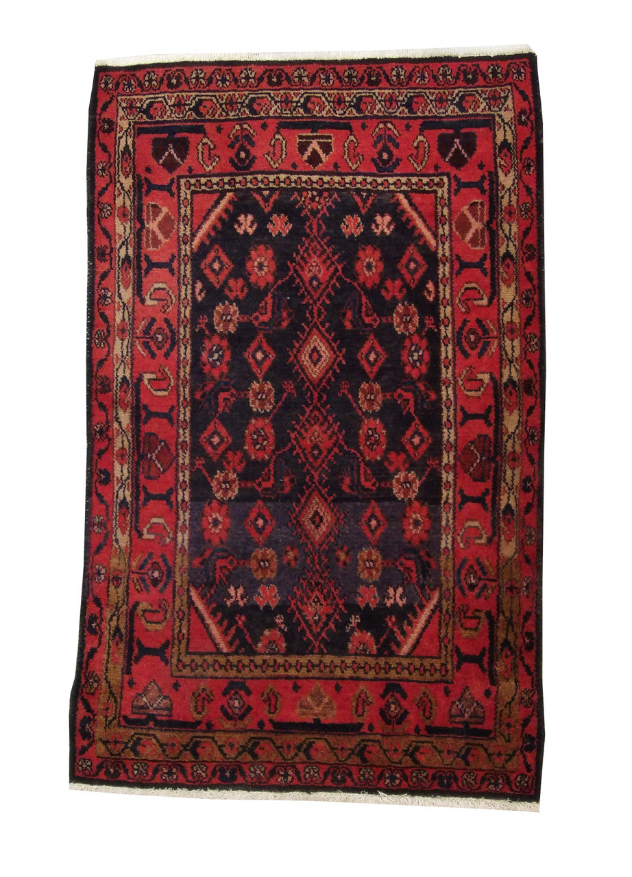 Traditional Antique Hamadan Fair Condition Wool Hand Knotted Rug 4.0X6.0 - w5042