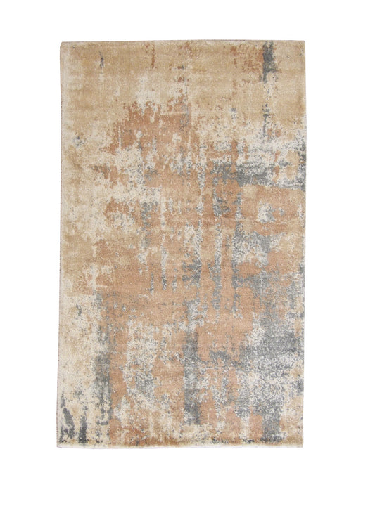 Transitional Abstract Broken Design Wool Hand Knotted Rug 3x5 - w5057
