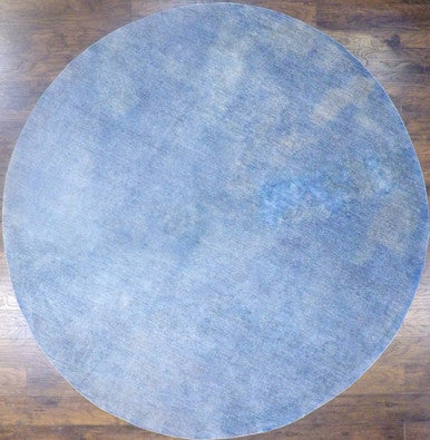 Blue 9'0" x 9'0" Overdye Chobie Natural dye Hand knotted Wool Rug - Sku: w506