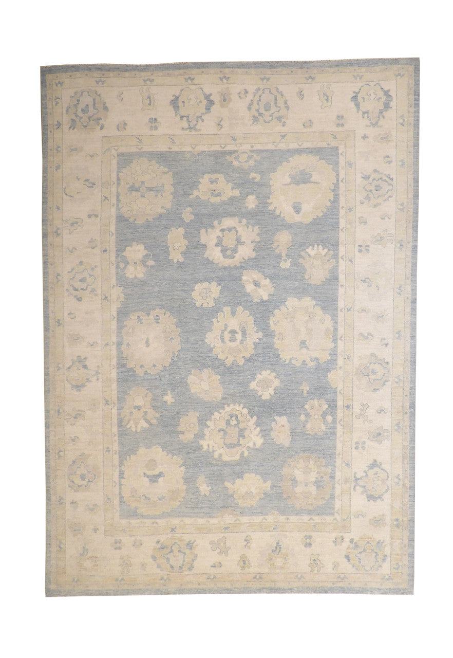 Oushak White wash Chobie Wool Hand knotted Rug 9.0x12.0 - w5067
