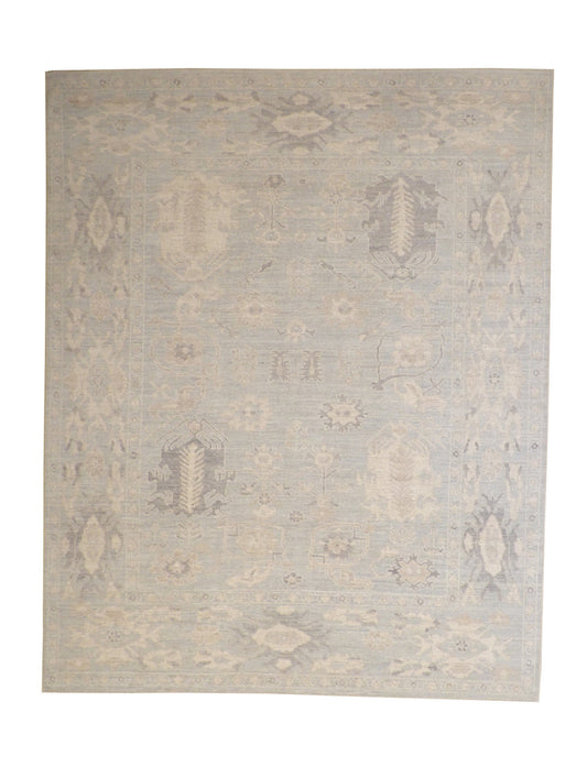 Oushak White wash Chobie Wool Hand Knotted Rug 8.0x10.0 -w5069