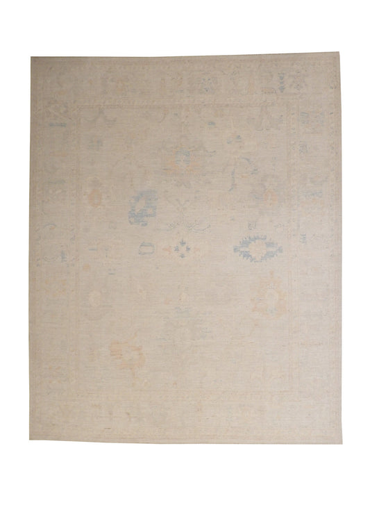 Oushak White wash Chobie Wool Hand Knotted Rug 8.0x10.0 -w5071