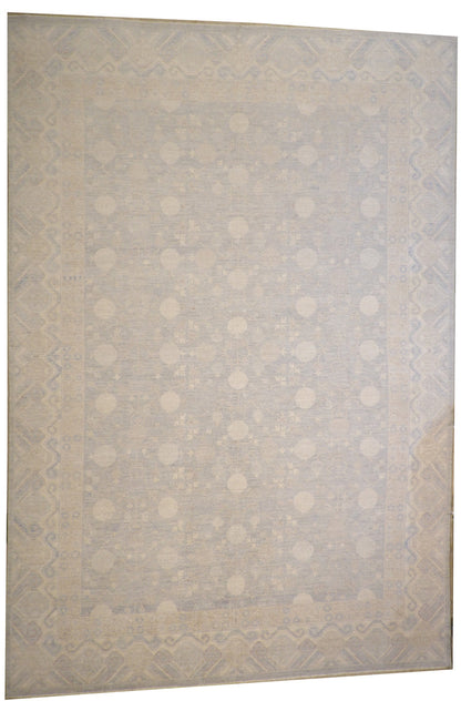 Oushak Whitewash Chobie Wool Hand Knotted Rug 12.0X18.0 - w5119