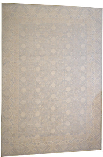 Oushak Whitewash Chobie Wool Hand Knotted Rug 12.0X18.0 - w5119