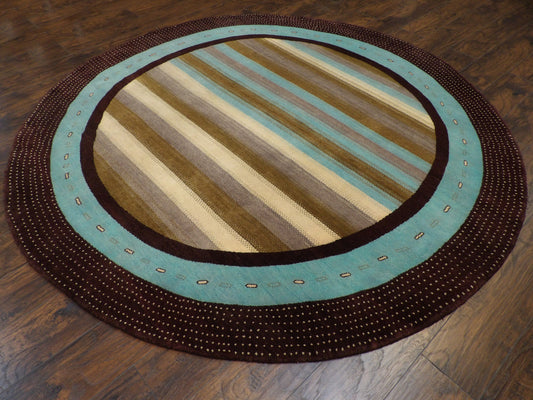 Modern Persian Gabbeh 8'0"x8'0" Hand-knotted Rug -w512