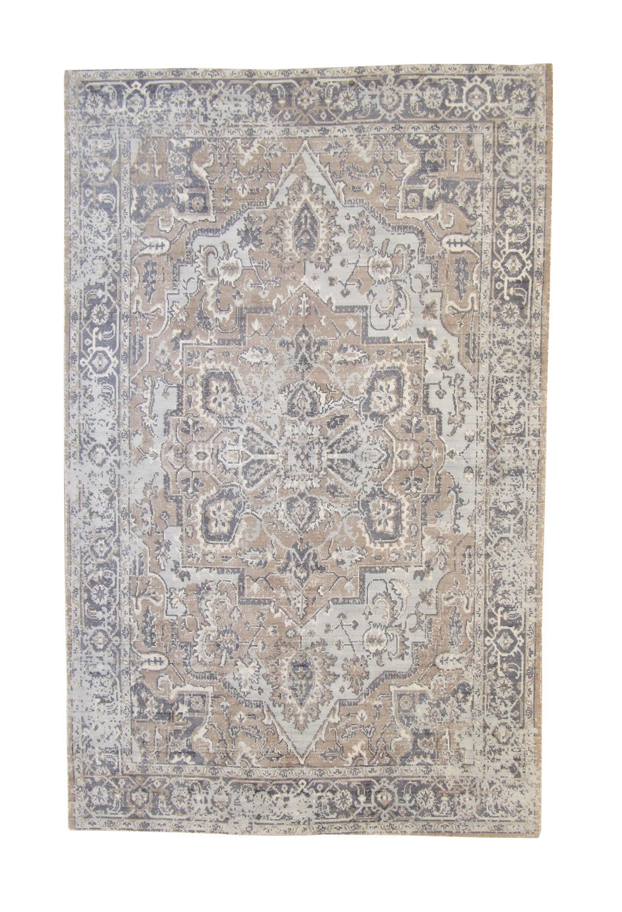 Modern Broken Heriz Design Viscose Hand Loom Rug 5.0X8.0 - w5146