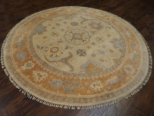 Turk Oushak Natural-dye 8'0"x8'0" Hand-knotted Rug -w516