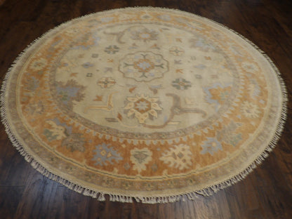 Turk Oushak Natural-dye 8'0"x8'0" Hand-knotted Rug -w516