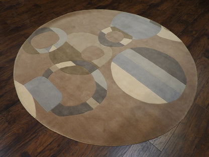 Modern Circle Design 7' x 7' Hand knotted Rug - w518