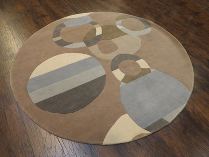 Modern Circle Design 7' x 7' Hand knotted Rug - w518