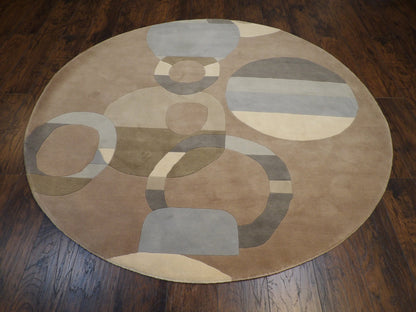 Modern Circle Design 7' x 7' Hand knotted Rug - w518