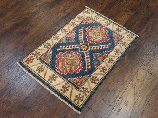 Tribal Super Kazak Natural-dye 2'0"x4'0" Hand-knotted Rug -w523