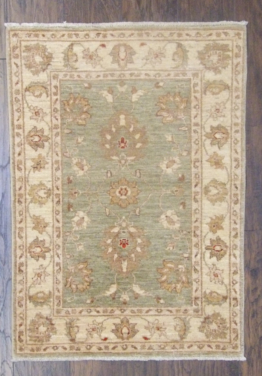 Green 2'0" x 4'0" Oushak Chobie Natural dye Hand knotted Wool Rug - Sku: w531
