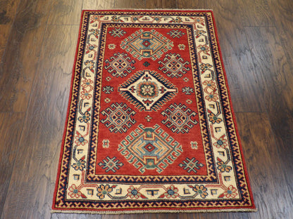 Tribal Super Kazak Natural-dye 2'0"x4'0" Hand-knotted Rug -w534
