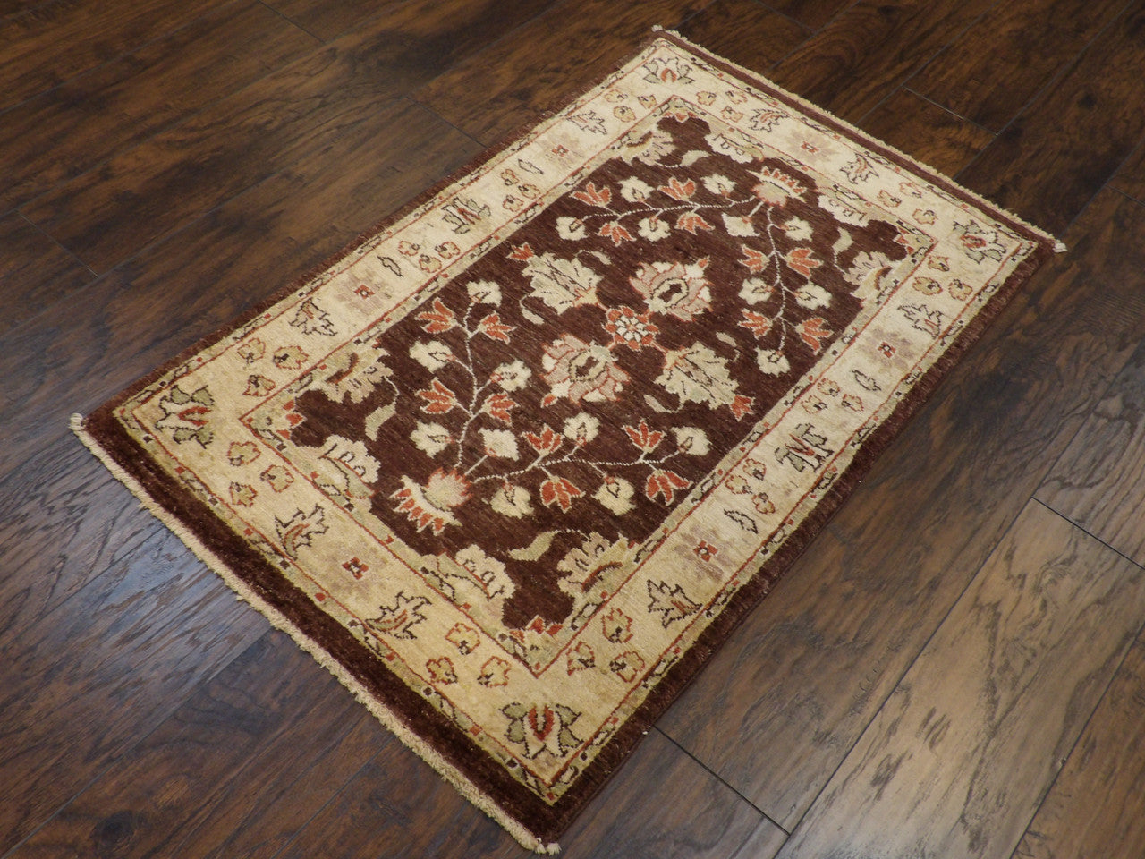 Brown 2'0" x 4'0" Oushak Chobie Natural dye Hand knotted Wool Rug - Sku: w537