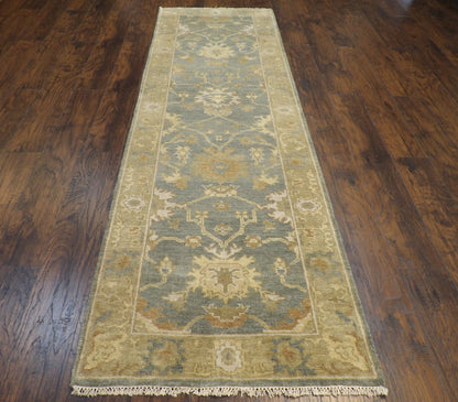 Turk Oushak White Wash 3 x 10 Hand knotted Rug - w552