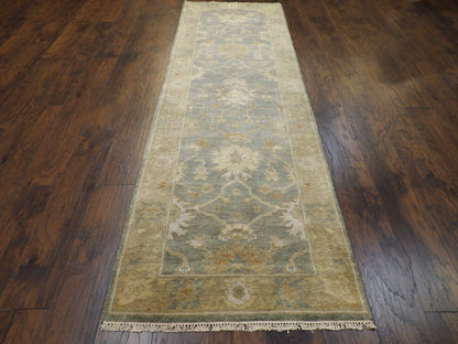 Turk Oushak White Wash 3 x 10 Hand knotted Rug - w552