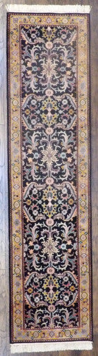Persian Kashan Antique Wash 2'6"x10'0" Hand-knotted Rug -w573