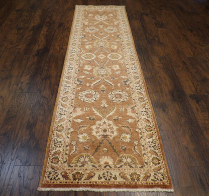 Oushak Chobie Natural-dye 2'6"x10'0" Hand-knotted Rug -w579
