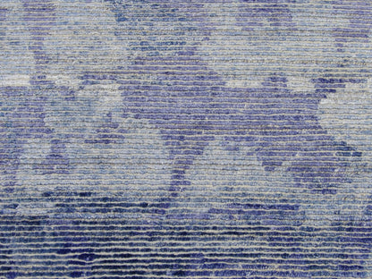 Modern Silky Abstract 2'6"x10'0" Hand-knotted Rug -w580