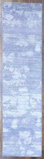 Modern Silky Abstract 2'6"x10'0" Hand-knotted Rug -w580