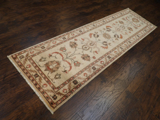 Oushak Chobie Natural-dye 2'6"x10'0" Hand-knotted Rug -w587