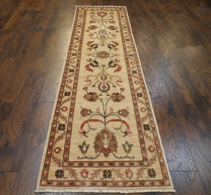Oushak Chobie Natural-dye 2'6"x10'0" Hand-knotted Rug -w587