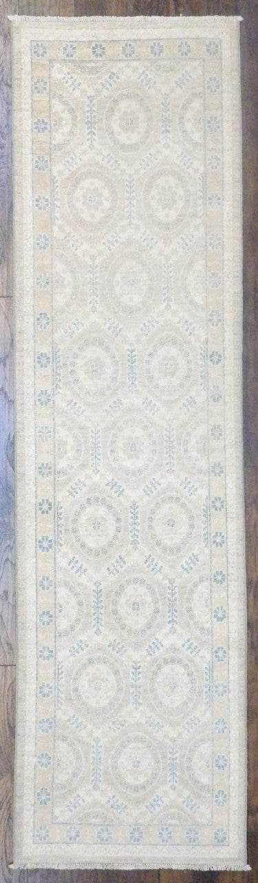 Blue 2'6" x 10'0" Oushak Chobie Natural dye Hand knotted Wool Rug - Sku: w589