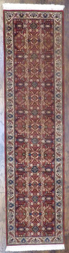 Fine Persian Herati 2'6"x10'0" Hand-knotted Rug -w598