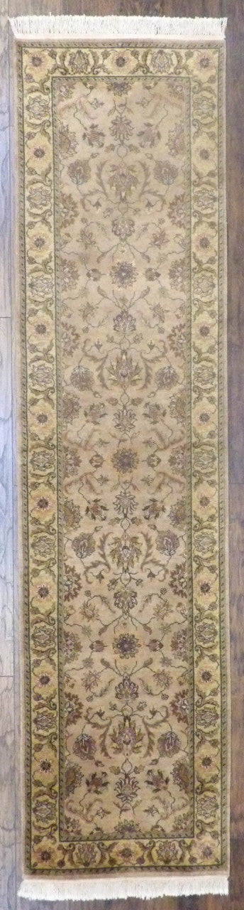 Gold 2'6" x 10'0" Fine Persian Kashan Tie Dye Hand knotted Wool Rug - Sku: w601