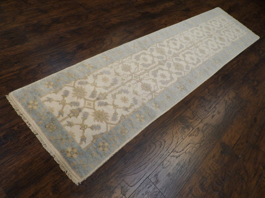 Turk Oushak Natural-dye 2'6"x10'0" Hand-knotted Rug -w605