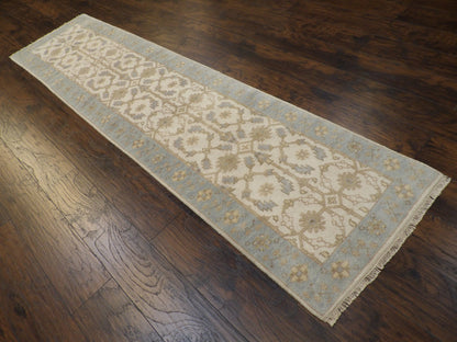 Turk Oushak Natural-dye 2'6"x10'0" Hand-knotted Rug -w605