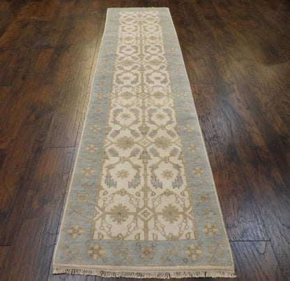 Turk Oushak Natural-dye 2'6"x10'0" Hand-knotted Rug -w605